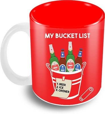 

The Crazy Me My Bucket List Ceramic Mug(325 ml), Multicolor