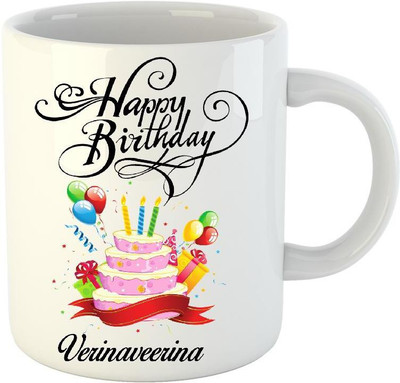 

Huppme Happy Birthday Verinaveerina White (350 ml) Ceramic Mug(350 ml)