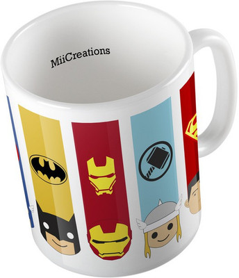 

MiiCreations Printed ,Superheros Ceramic Mug(325 ml), Multicolor