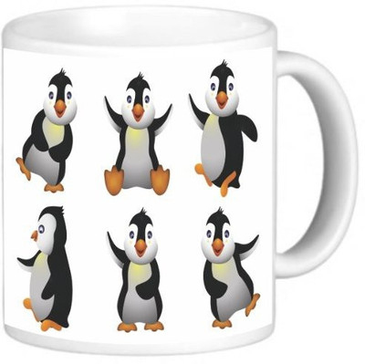 

Rikki Knight LLC Knight Photo Quality Ceramic Coffee, 11 oz, Happy Penguins D Ceramic Mug(60 ml), Multicolor