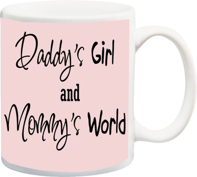 

ME&YOU Gift for Mummy/mother/mum/Dad/father;Daddy's Girl And Mom's World HD Printed Mug(325 ml), Multicolor
