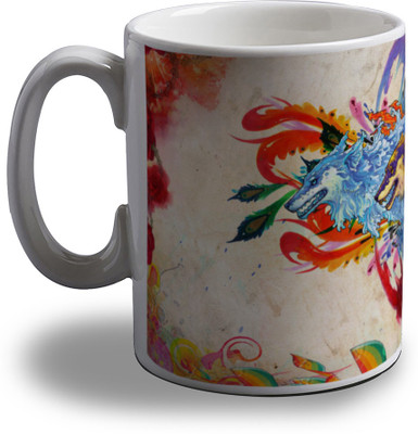 

Artifa Colorful Wolves Porcelain, Ceramic Mug(350 ml), Multicolor