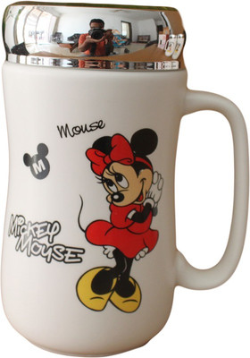 

GeekGoodies Cartoon Mickey Mini Mouse Coffee Milk Cup With Leakproof Ceramic Mug(340 ml), White