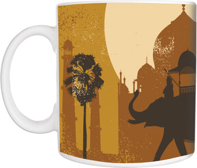 

Tantra Elephant Taj Ceramic Mug(325 ml), White