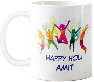 

Exoctic Silver Happy Holi Amit Series001 Ceramic Mug(330 ml), Multicolor