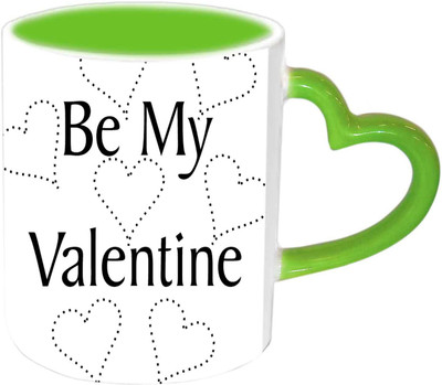 

Raj Laxmi Be My Valentine Green Handle Valentine Ceramic Mug(350 ml)