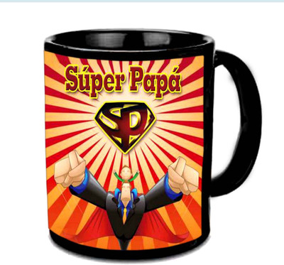 

Raj Laxmi SUPERPAPA Multicolor Ceramic Mug(350 ml), Black