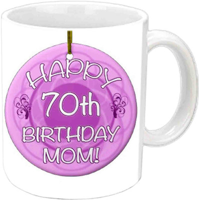 

Raj Laxmi Happy 70th B'day Mom White Ceramic Mug(3.5 ml)