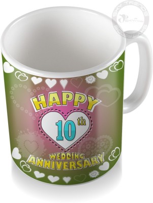 

SKY TRENDS 10th Happy Wedding Anniversary Coffee Ceramic Mug(320 ml), White