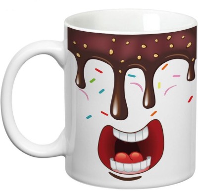 

Prithish Dripping Chocolate Ceramic Mug(330 ml), Multicolor