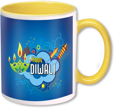 

Heyworlds happy diwali gifts 100 Ceramic Mug(325 ml), Multicolor