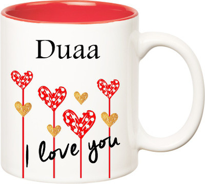 

Huppme I Love You Duaa Inner Red (350 ml) Ceramic Mug(350 ml), Red;white