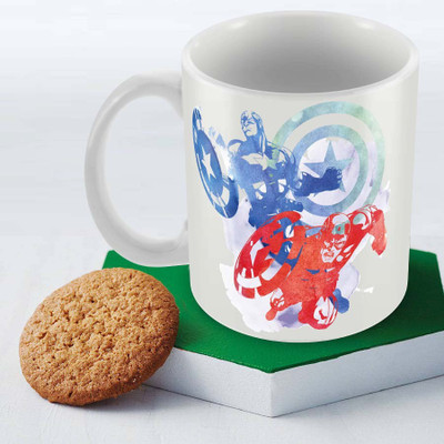 

Posterboy Captain America Sketch Officially Licensed Ceramic Mug(350 ml), Multicolor