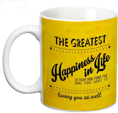 

Prithish Happiness In Life Ceramic Mug(330 ml), Multicolor