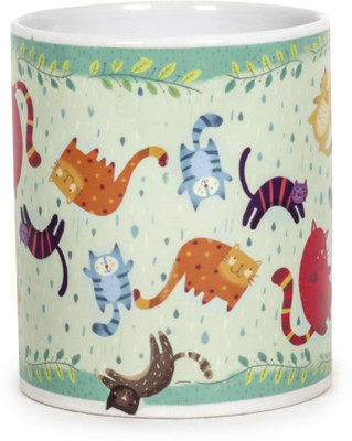 

Chumbak Floating Cats Ceramic Mug(300 ml), Multicolor