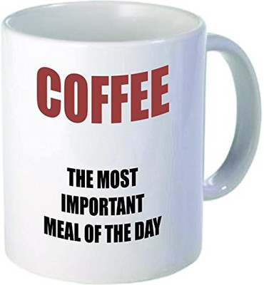 

Rikki Knight Knight Coffee The Most Important Meal of The Day Funny Quotes Design Ceramic Coffee Cups, 11 oz, White Ceramic Mug(60 ml), Multicolor