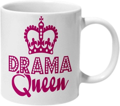 Mooch Wale Drama Queen Pink Typo Ceramic Coffee Mug(325 ml)