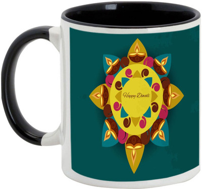 

AllUPrints Gifts For Deepawali - Happy Diwali Lights Design 12 Ceramic Mug(325 ml), Black