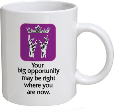 

My Bestow Big Opportunity - MyBestow White Plain Coffee Ceramic Ceramic Mug(320 ml), Multicolor