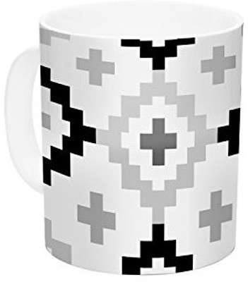 

Kess InHouse InHouse Pellerina Design Black White Moroccan Grey Geometric Ceramic Coffee, 11 oz, Multicolor Ceramic Mug(60 ml)