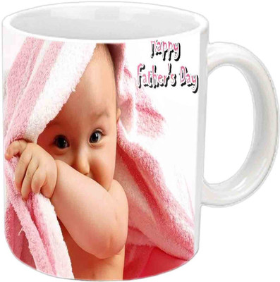 

Raj Laxmi Happy Fathers Day Cute Baby Design White Ceramic Mug(350 ml)