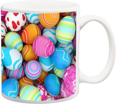 

ME&YOU Gift For Holi;Colorful Bool Printed Ceramic Mug(325 ml), Multicolor
