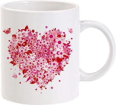 40% OFF on Lolprint Heart Flowers and Butterflies Ceramic Coffee Mug(325 ml)