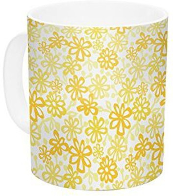 

Kess InHouse InHouse Julie Hamilton Paper Daisy Yellow Ceramic Coffee, 11 oz, Multicolor Ceramic Mug(60 ml)