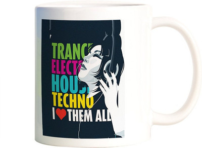 

Rangeele Inkers All Love For Music Ceramic Mug(300 ml), Multicolor