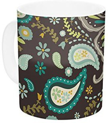 

Kess InHouse InHouse Suzie Tremel Butterfly Garden Brown Teal Ceramic Coffee, 11 oz, Multicolor Ceramic Mug(60 ml)