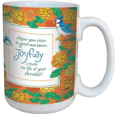 

Tree-Free Greetings Greetings lm43440 Inspiring Joyful Blue Jay Quote by Robin Pickens Ceramic with Full-Sized Handle, 15-Ounce Ceramic Mug(60 ml), Multicolor