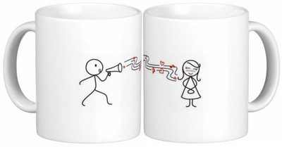

Exoctic Silver Love Couple Anniversary 005 Ceramic Mug(300 ml, Pack of 2), Black;red;white