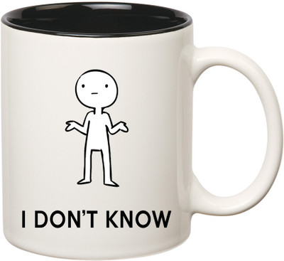 

HuppmeGift I Don’t Know Inner Black Ceramic Mug(350 ml), Black;white