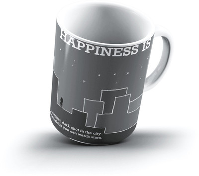 

Ucard Happiness Is1382 Bone China, Ceramic, Porcelain Mug(325 ml), Multicolor