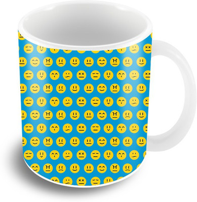 

The Crazy Me Emojis Faces Coffee Ceramic Mug(325 ml), Multicolor