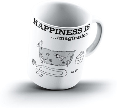 

Ucard Happiness Is2039 Bone China, Ceramic, Porcelain Mug(325 ml), Multicolor