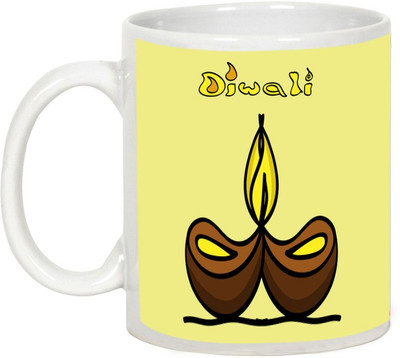 

AllUPrints Gifts For Deepawali - Diwali The Festival Of Light Ceramic Mug(325 ml), White