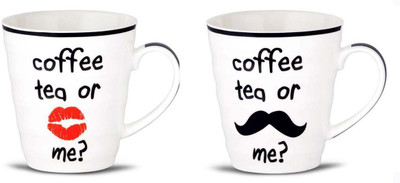 

Crackndeal ANH-344 Ceramic Mug(305 ml, Pack of 2), Black;red
