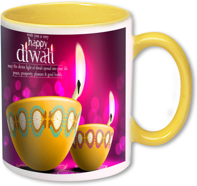 

Heyworlds happy diwali gifts 80 Ceramic Mug(325 ml), Multicolor