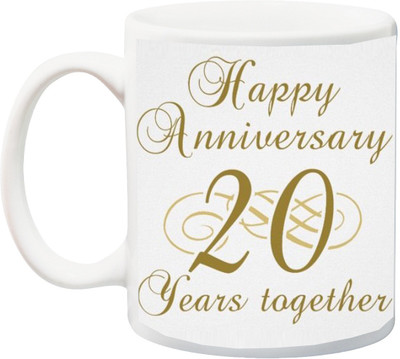 

ME&YOU Gift for Husband/Wife On Anniversary;20th Years Together Print With Golden Font Printed Ceramic Mug(325 ml), Multicolor