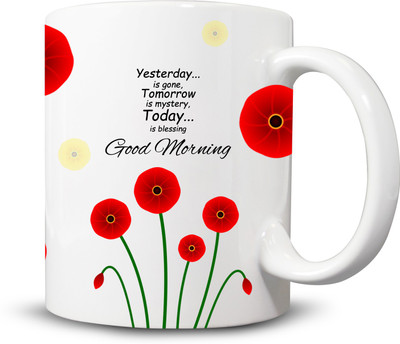 

Ackme Design Good Morning, Red flowers, Coffees Ceramic Mug(325 ml), Multicolor