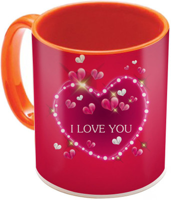 

SKY TRENDS Valentine Gift for Girlfriend Love Printed I Love U Forever Perfect for Her Him Wife Fiance Anniversary And Birthday STGD144 Ceramic Mug(325 ml), Orange