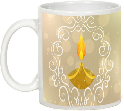 

AllUPrints Gifts For Deepawali - Happy Diwali Lights Design 6 Ceramic Mug(325 ml), White