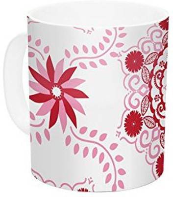 

Kess InHouse InHouse Anneline Sophia Let's Dance Red Pink Floral Ceramic Coffee, 11 oz, Multicolor Ceramic Mug(60 ml)