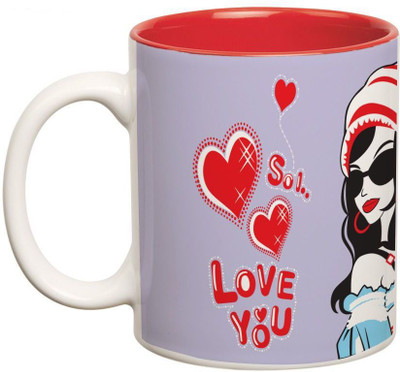 

Prithish So I Love You Double Color Ceramic Mug(350 ml), Multicolor