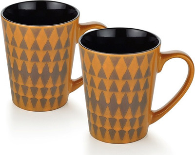 

Buono Casa SWMM113 Porcelain Mug(325 ml, Pack of 2), Orange