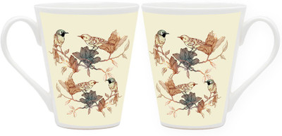 Homesogood Territorial Chit Chat Ceramic Mug(355 ml, Pack of 2)