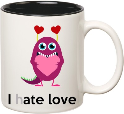 HuppmeGift Hate Love Inner Black Ceramic Coffee Mug(350 ml)