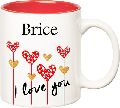 

Huppme I Love You Brice Inner Red (350 ml) Ceramic Mug(350 ml), Red;white