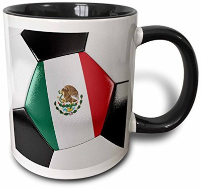 

3dRose Mexico Soccer Ball Two Tone Black, 11 oz, Black/White Ceramic Mug(60 ml), Multicolor